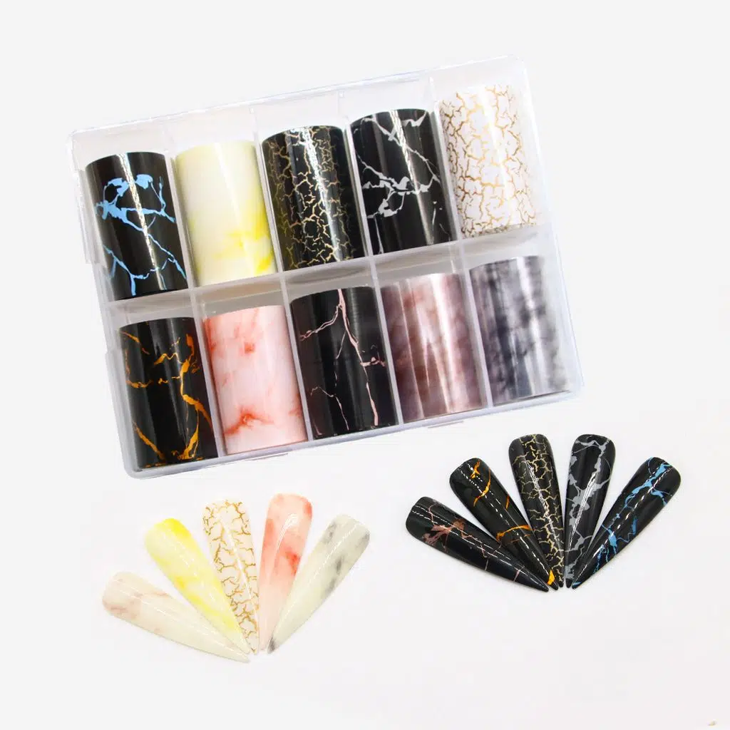 10lu Tırnak Süsleme Folyosu Granit Mermer Dizayn Nail Art Transfer Folyo