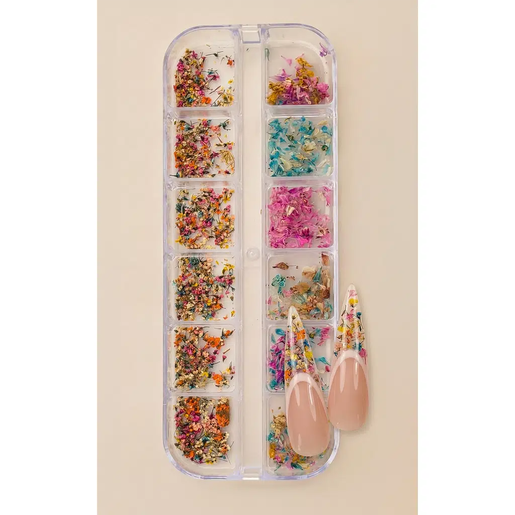 12li İnce Küçük Boy Kuru Çiçek Tırnak Süsleme Nail Art Çiçek WN-519