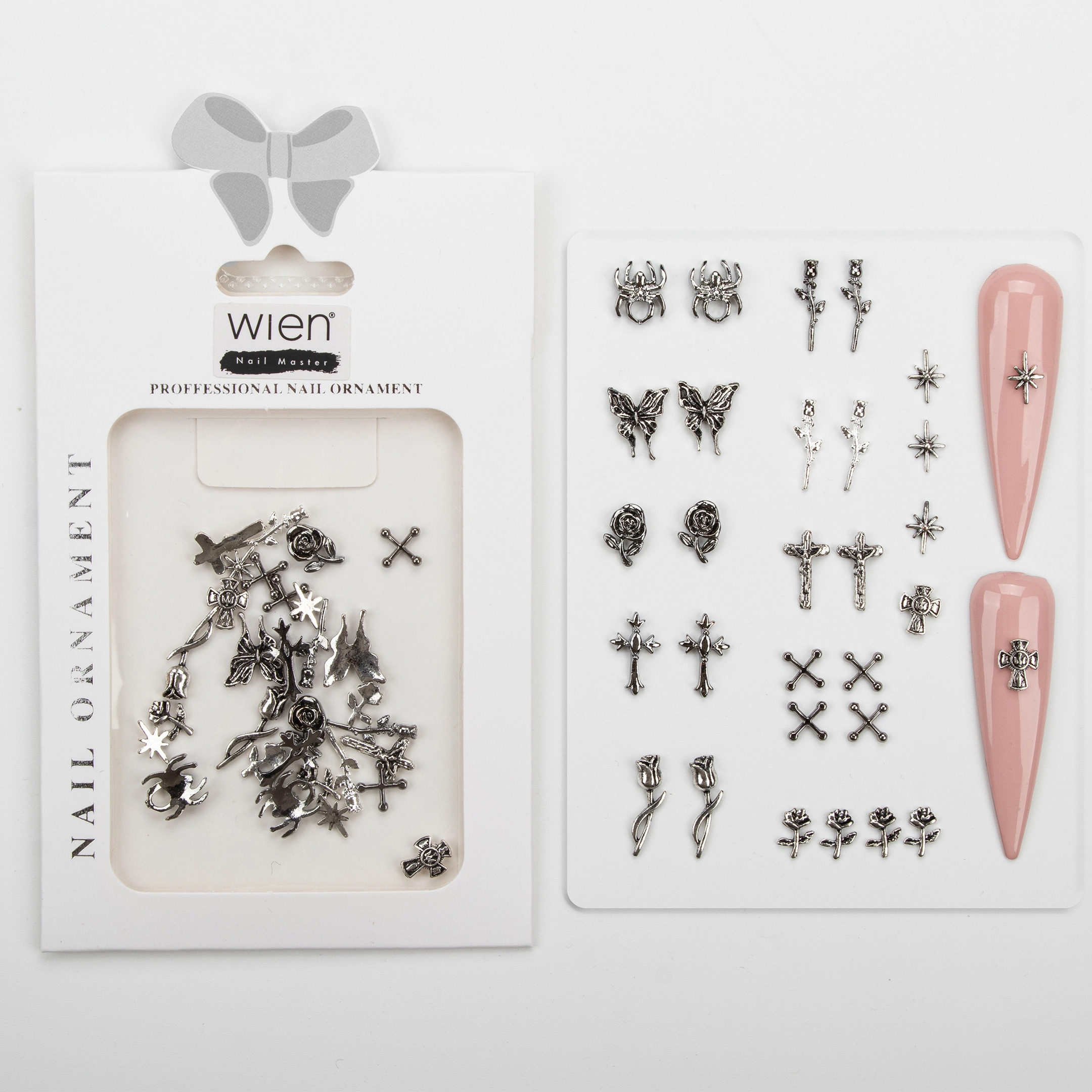 30lu Gül ve Örümcek Gotik Dizayn Metal Tırnak Süsleme Charm Nail Art Charm Taşları WN-504