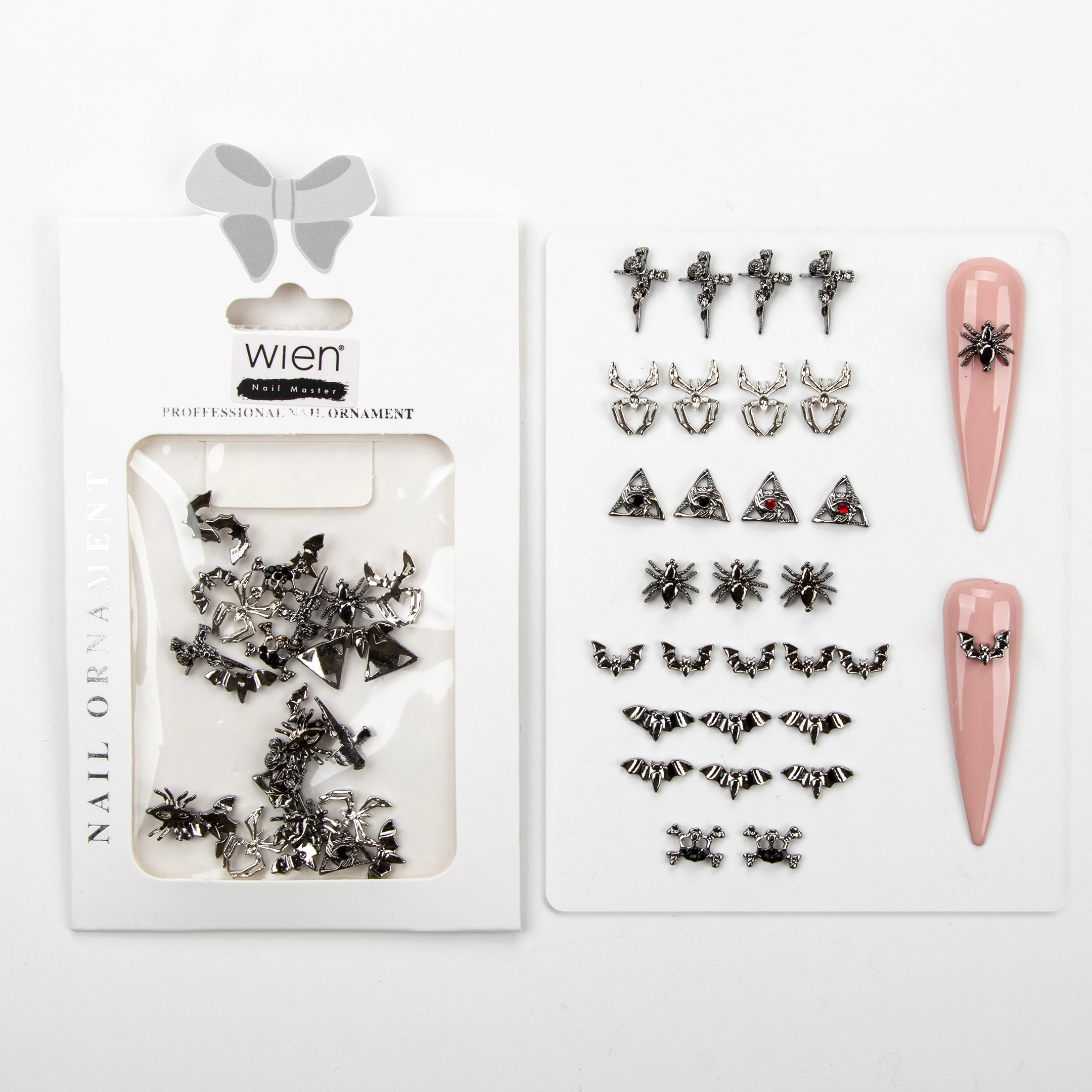 30lu Örümcek ve Yarasa Gotik Dizayn Metal Tırnak Süsleme Charm Nail Art Charm Taşları WN-503