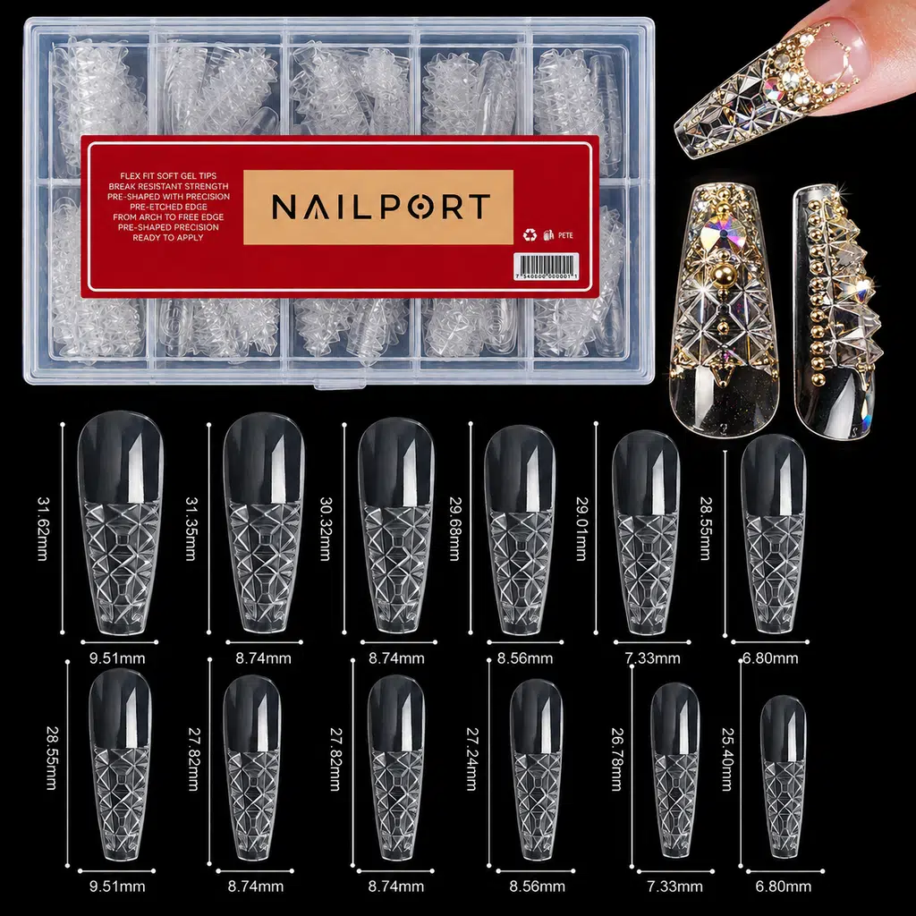 3D Diamond Balerin Dizayn Protez Tırnak Jel Tips Soft Gel Tips Elmas Dizayn 240 adet