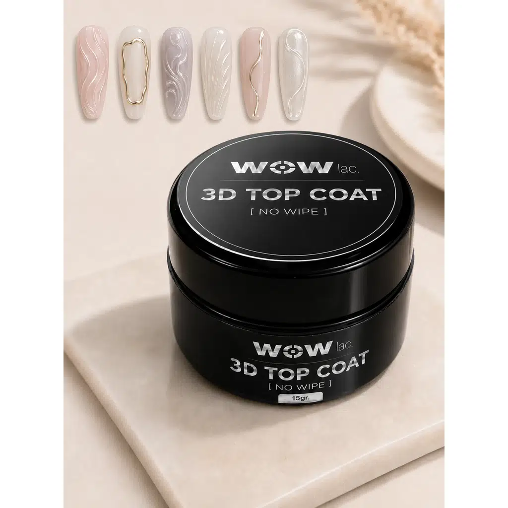 Wow Lac 3D Top Coat - Şeffaf Kabartma Nail Art Jeli 15g