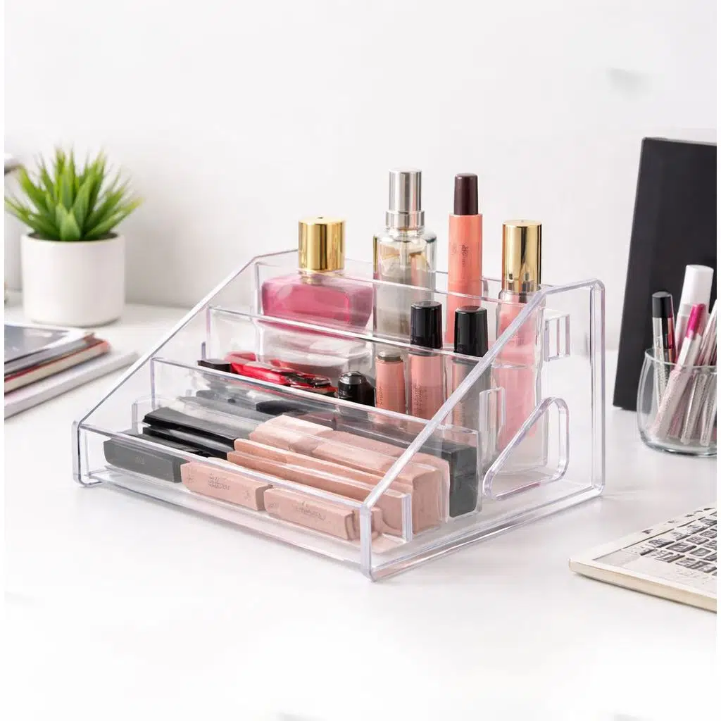 4 Katlı Mini Oje ve Makyaj Organizer Şeffaf