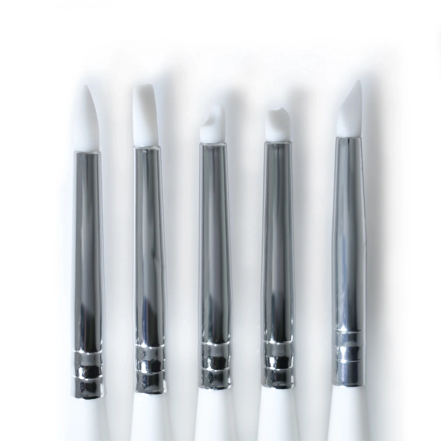 5li Silikon Nail Art Dot Kalem Seti Heykel Kalem Seti Beyaz