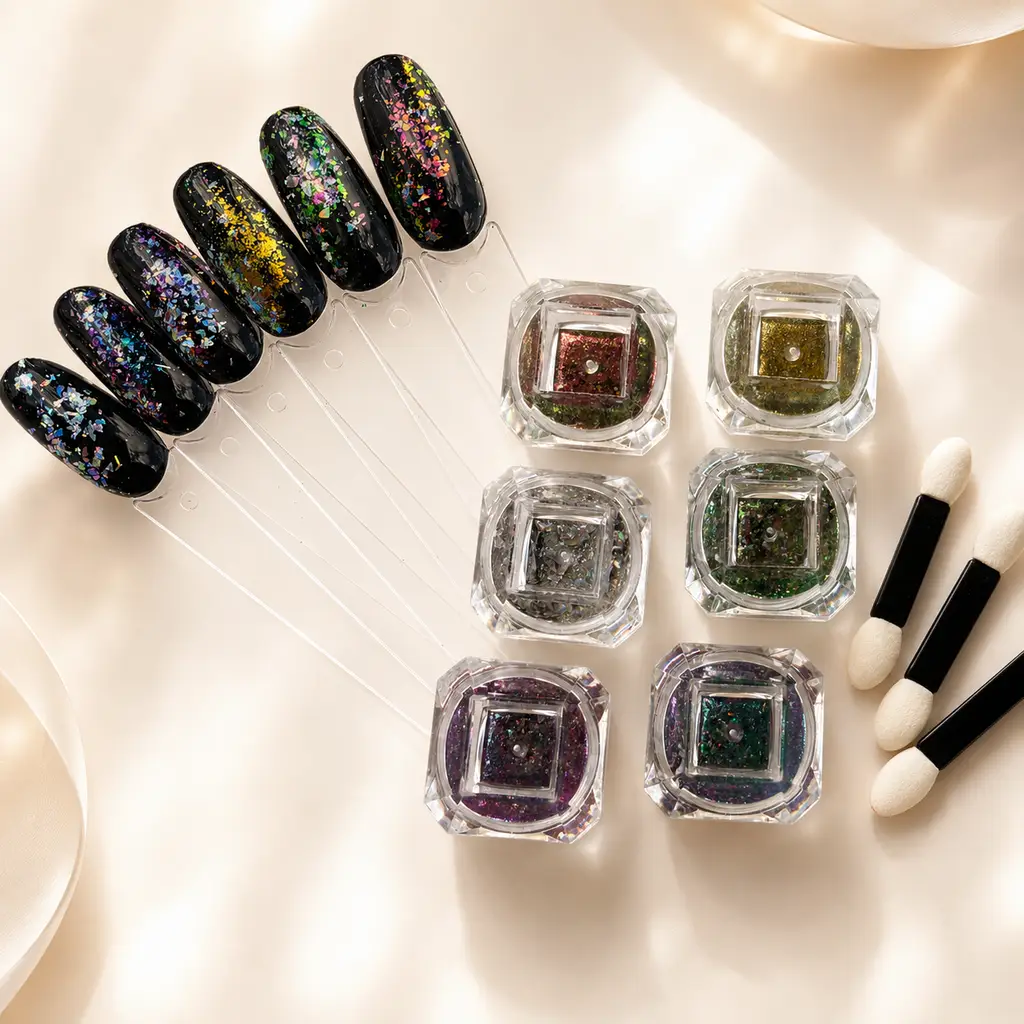 6'lı Bukalemun Kar Kristali Renk Geçişli Ultra İnce Nail Art Folyo Pulları