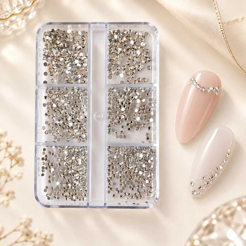 6lı Mini 3 Boy Parlak Kristal Görünümlü Tırnak Süsleme Taşları Nail Art Süsleme Taşları WN-532