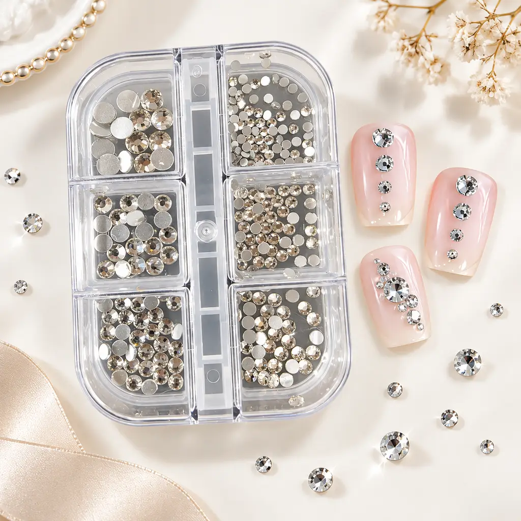 6lı Parlak Kristal Görünümlü Tırnak Süsleme Taşları 6 Boy Nail Art Süsleme Taşları WN-518