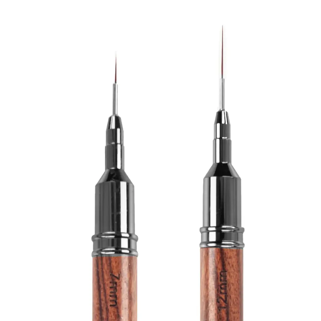 Ahşap Çift Uçlu 7-12mm Nail Art Liner Çizim ve French Fırçası Kapaklı WNLN-07/12