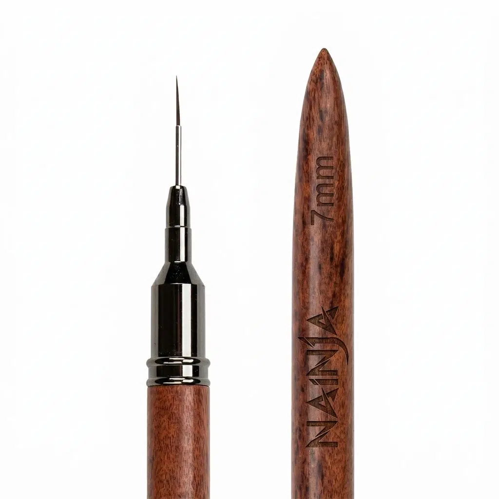Ahşap Nail Art Liner Tırnak Çizim Fırçası Kapaklı 7mm WNLN-007RB