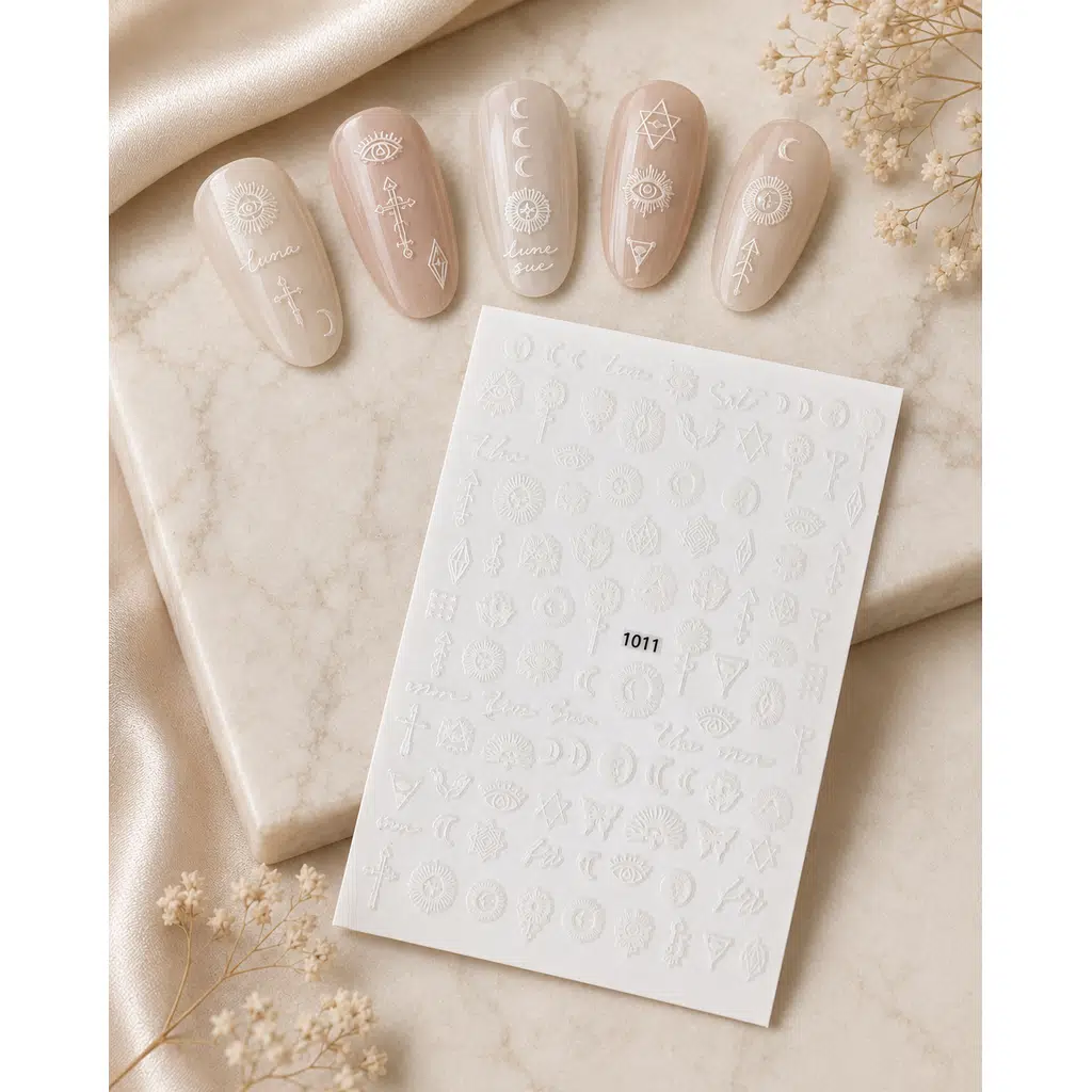 Beyaz Gotik Stil Tırnak Sticker Tırnak Etiketi Nail Art JO-1011