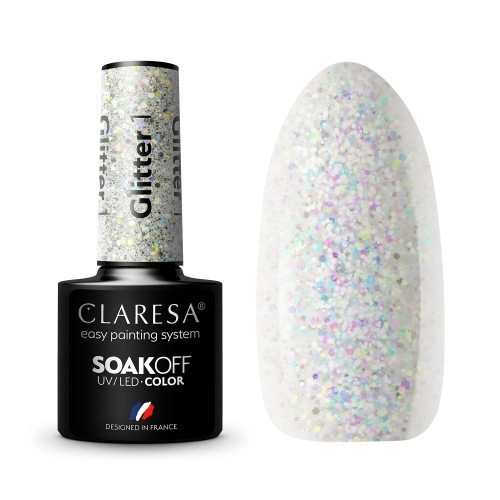 Claresa Kalıcı Oje Glitter Silver Simli Şeffaf 01 5gr