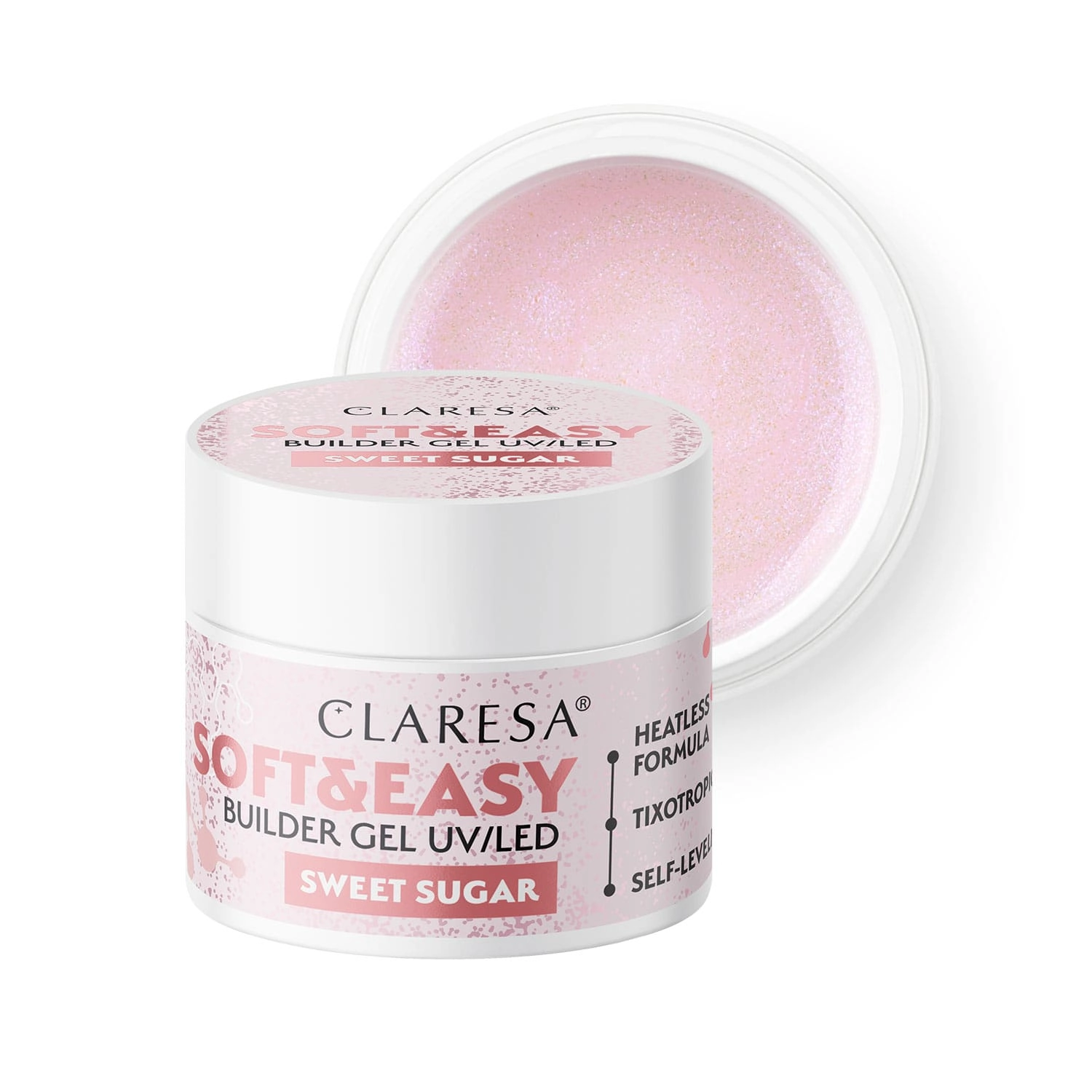 CLARESA Soft Builder Jel Sweet Sugar - Parıltılı Şeker Pembe 45gr