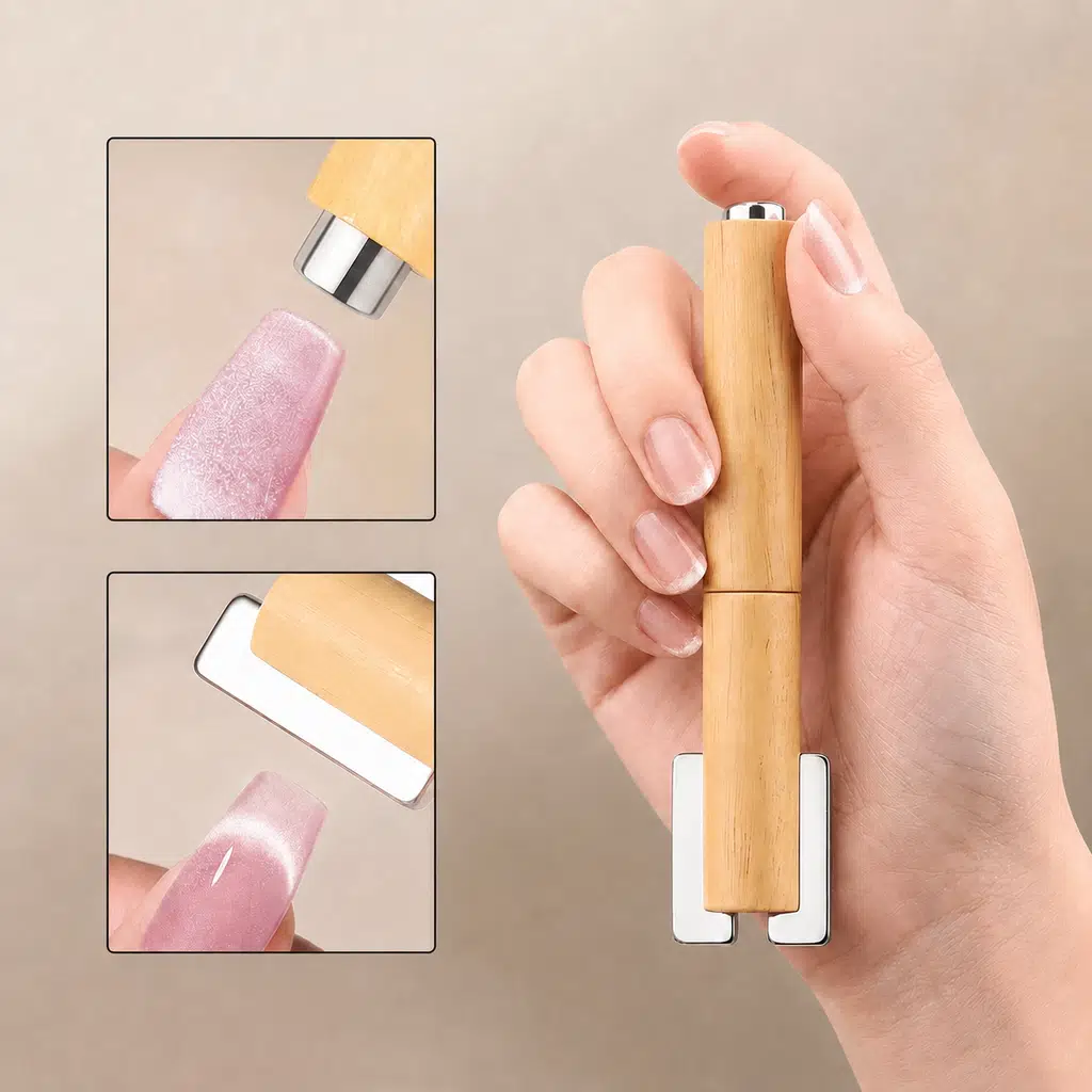 Çok Yönlü Ahşap Kedi Gözü Kalıcı Oje Mıknatısı Cat Eye Magnet WDCAT002