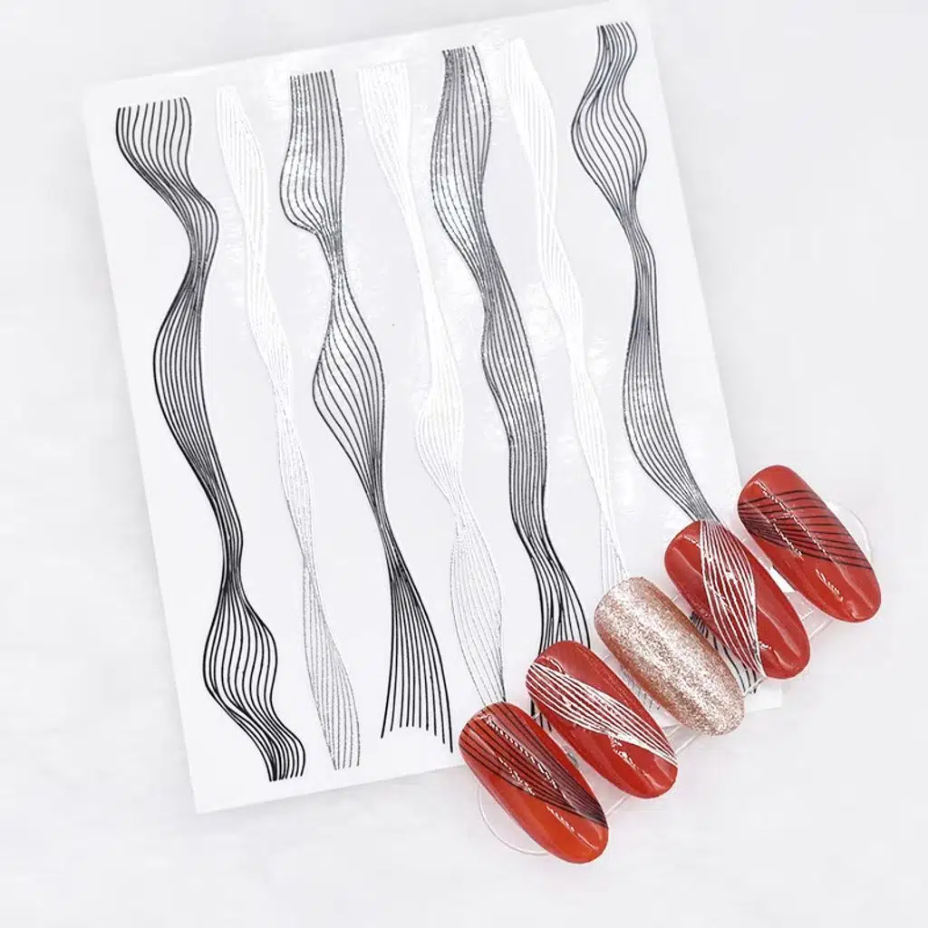 Dalgalı İnce Çizgiler Dizayn Tırnak Sticker Tırnak Etiketi Nail Art JO-DLG01