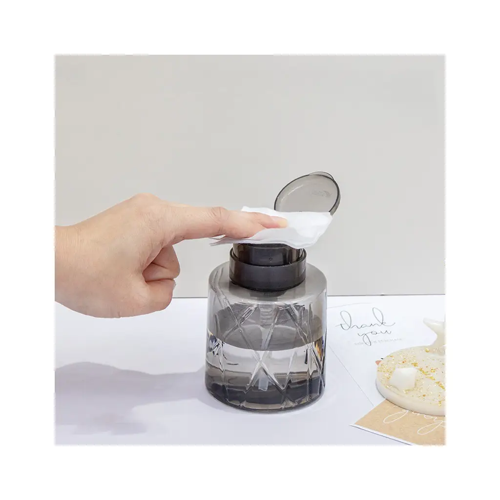 Dekoratif Pompa Sıvı Şişesi Aseton Cleanser Şişesi Siyah 200ml