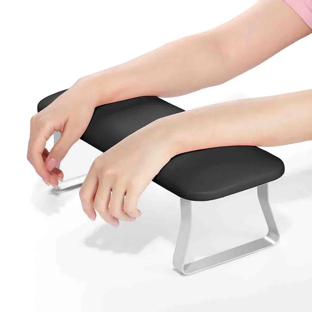 Düz Metal Ayaklı Ergonomik Manikür Sehpası Siyah Manikür Kol Desteği H9B
