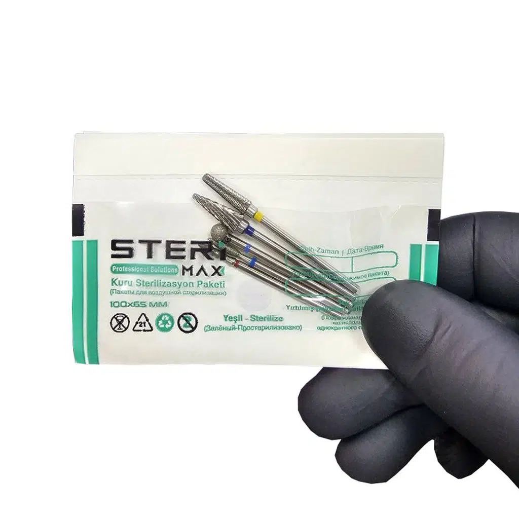 Freze Uç Sterilizasyon Zarfı Şeffaf - Mini Boy İndikatörlü Sterilizasyon Kraft Paketi 100mmx75mm (100) Adet