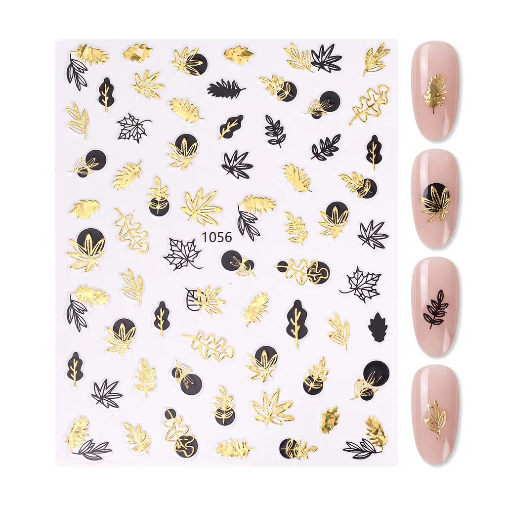 Gold Holografik Yaprak Dizayn Tırnak Sticker Tırnak Etiketi Nail Art JO-1056G