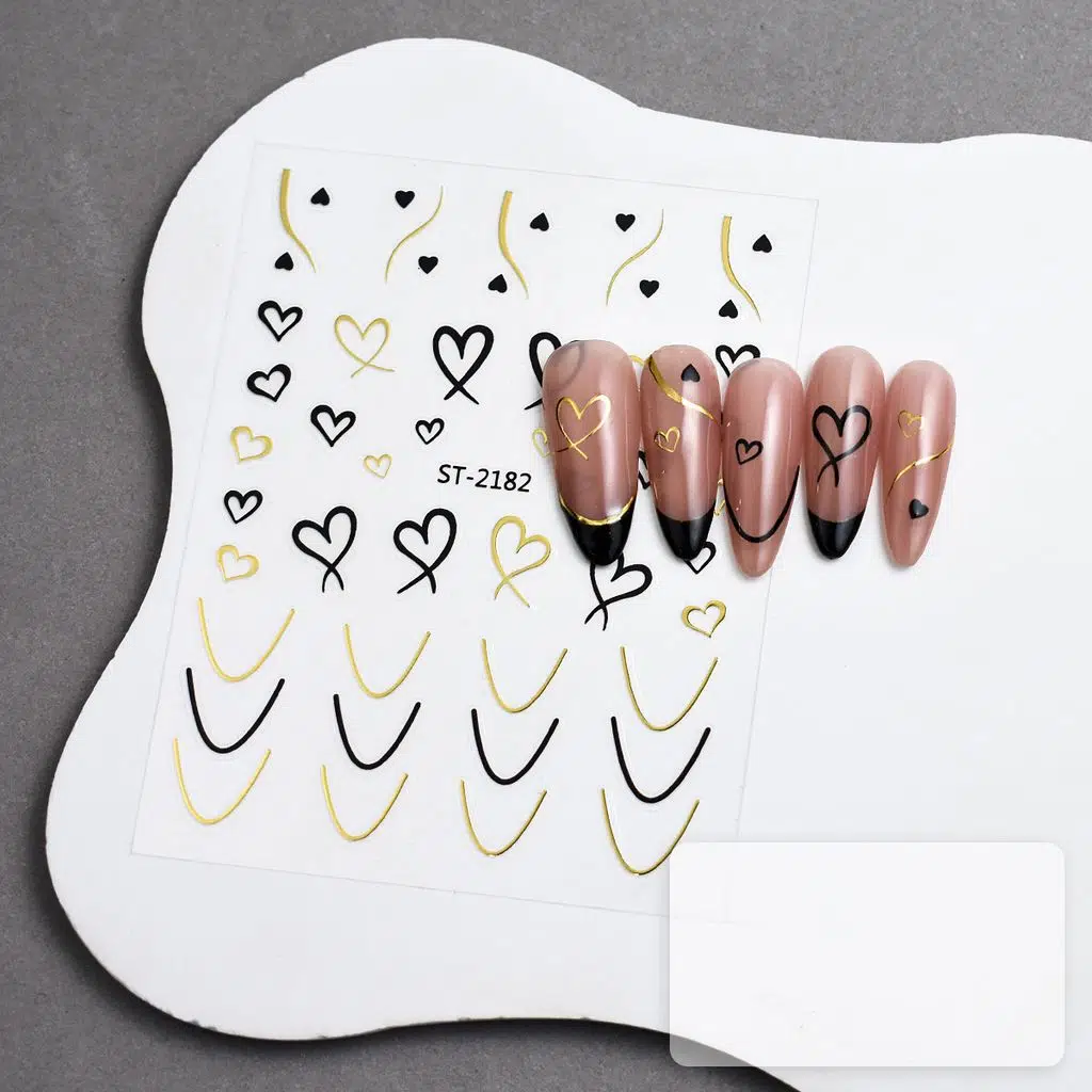 Gold Kalp Tırnak Sticker Kalp Tırnak Etiketi Nail Art 2182G