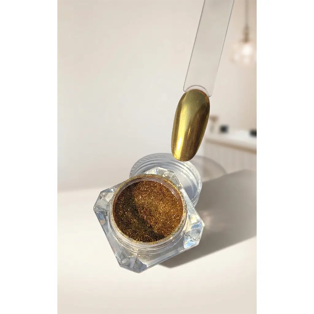 Gold Tırnak Krom Tozu Aplikatörlü Krom İnci Tozu Metalik Altın WN-103