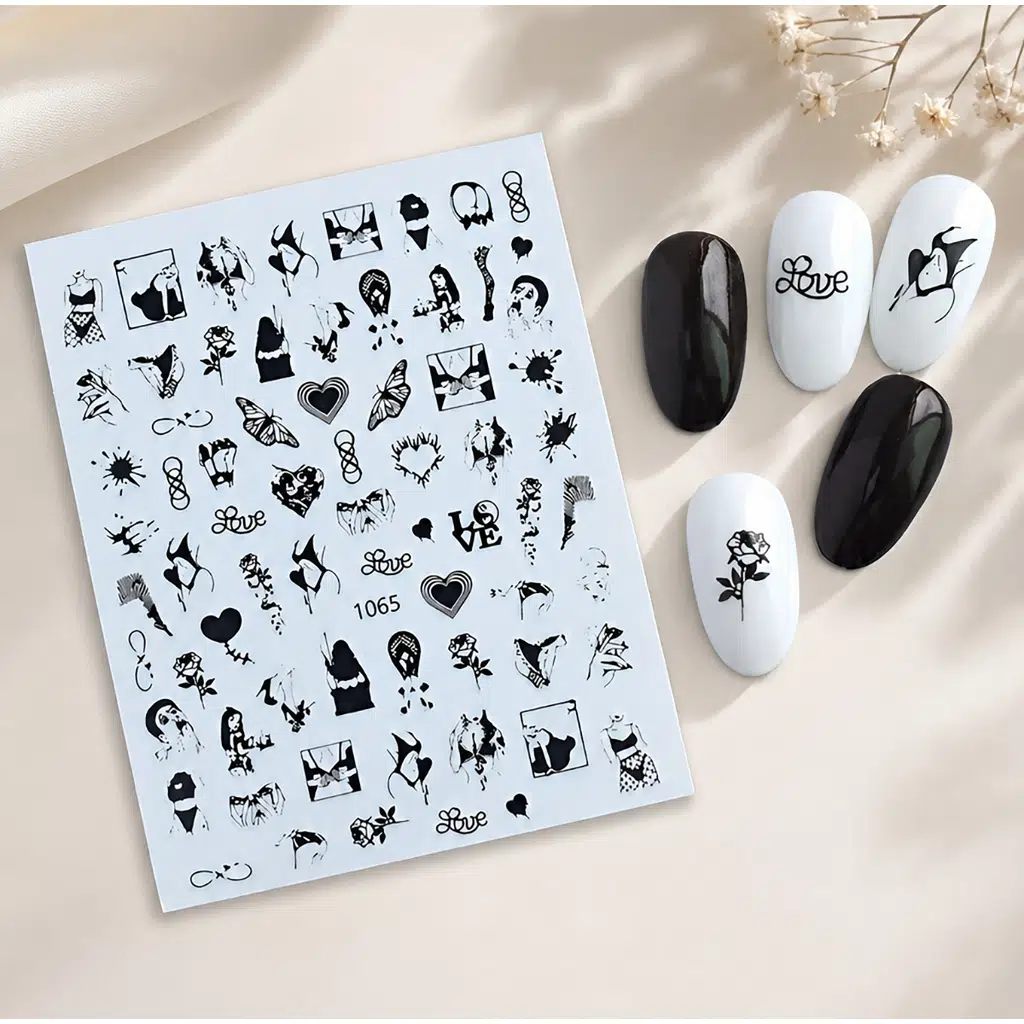 Gotik Stil Kalp Kelebek Tırnak Sticker Tırnak Etiketi Nail Art JO-1065