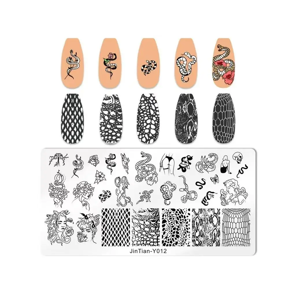 Gotik Yılan ve Yılan Derisi Dizayn Nail Art Stamping Baskı Plakası JT-Y012