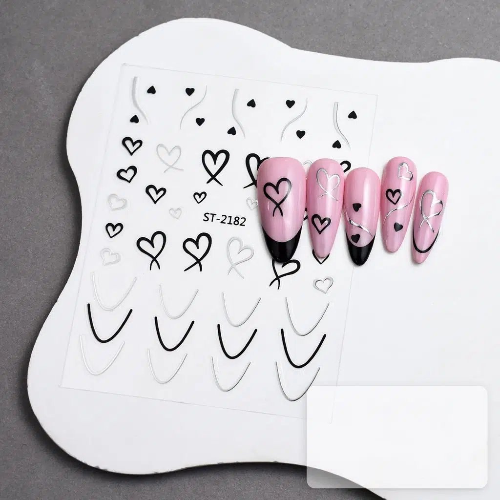 Gümüş Kalp Tırnak Sticker Kalp Tırnak Etiketi Nail Art 2182S