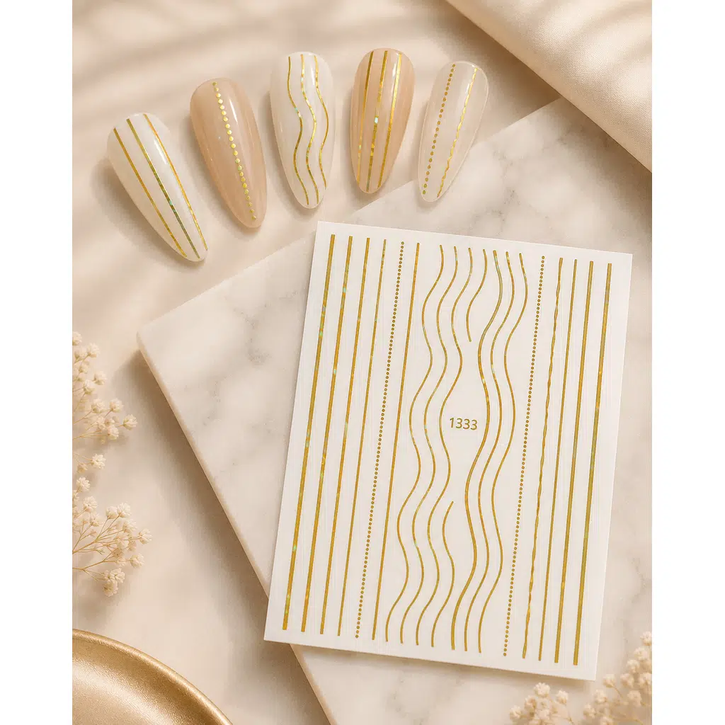 Holografik Altın Çizgiler Tırnak Sticker Tırnak Etiketi Nail Art JO-1333