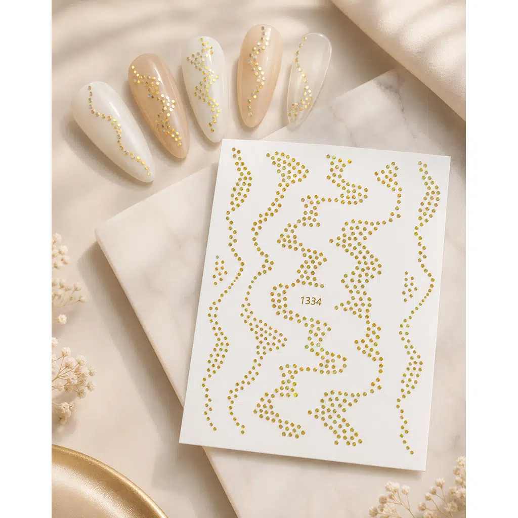 Holografik Altın Noktalar Tırnak Sticker Tırnak Etiketi Nail Art JO-1334