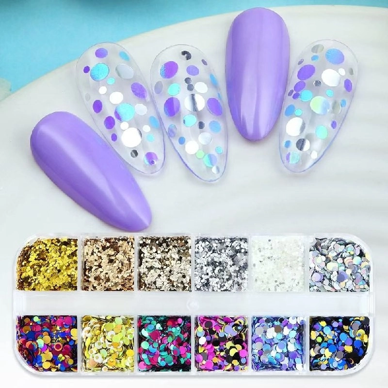 Holografik Yuvarlak Tırnak Süsleme Folyo Pulları Mix Nail Art