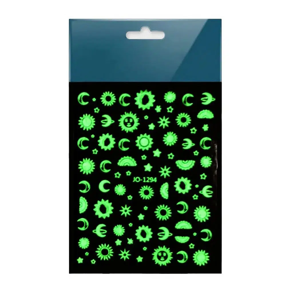 Karanlıkta Parlayan Ay Güneş Yıldız Tırnak Sticker Tırnak Etiketi Nail Art JO-1294