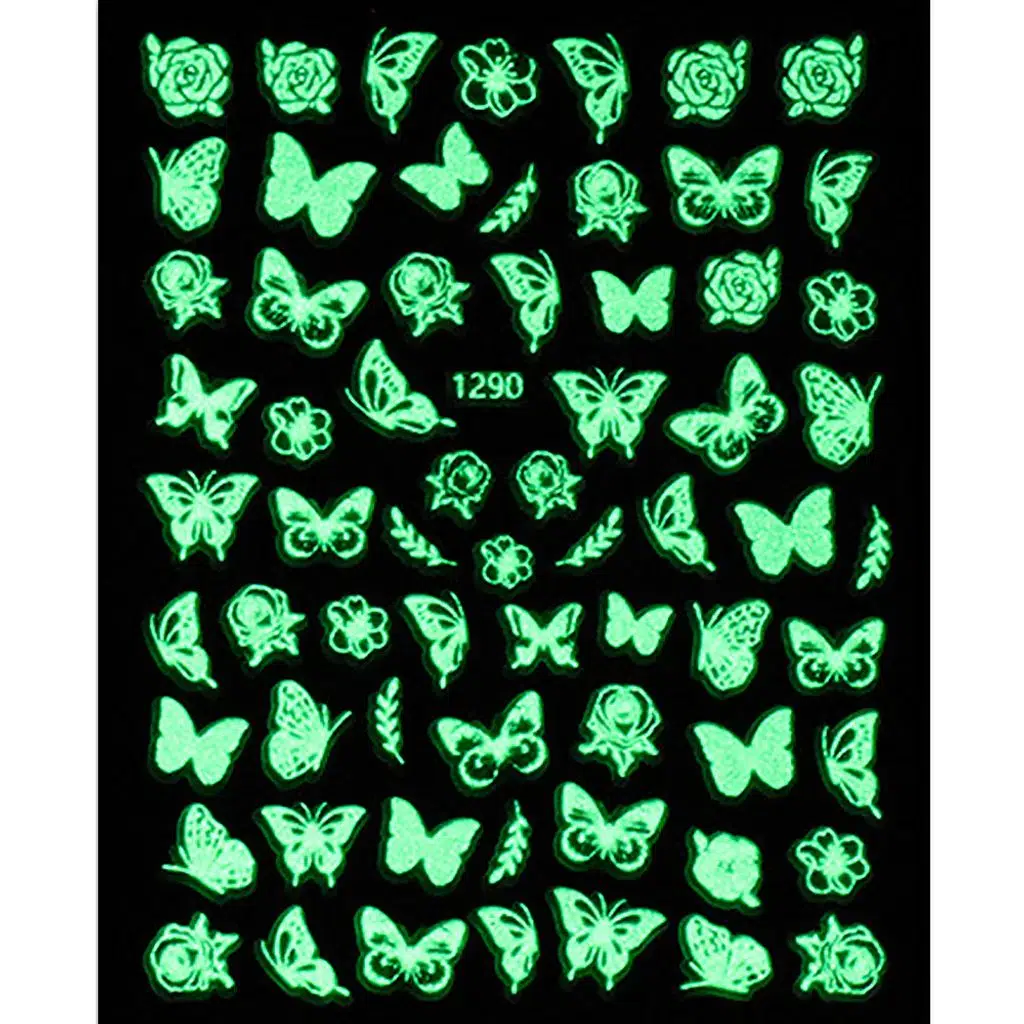 Karanlıkta Parlayan Butterfly Tırnak Sticker Tırnak Etiketi Nail Art JO-1290