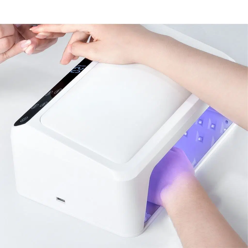 L6 Deri Yüzeyli 66Led Geniş İç Hacim Manikür Tırnak Kurutucu UV Led Lamba Protez Tırnak Lambası Beyaz 72W
