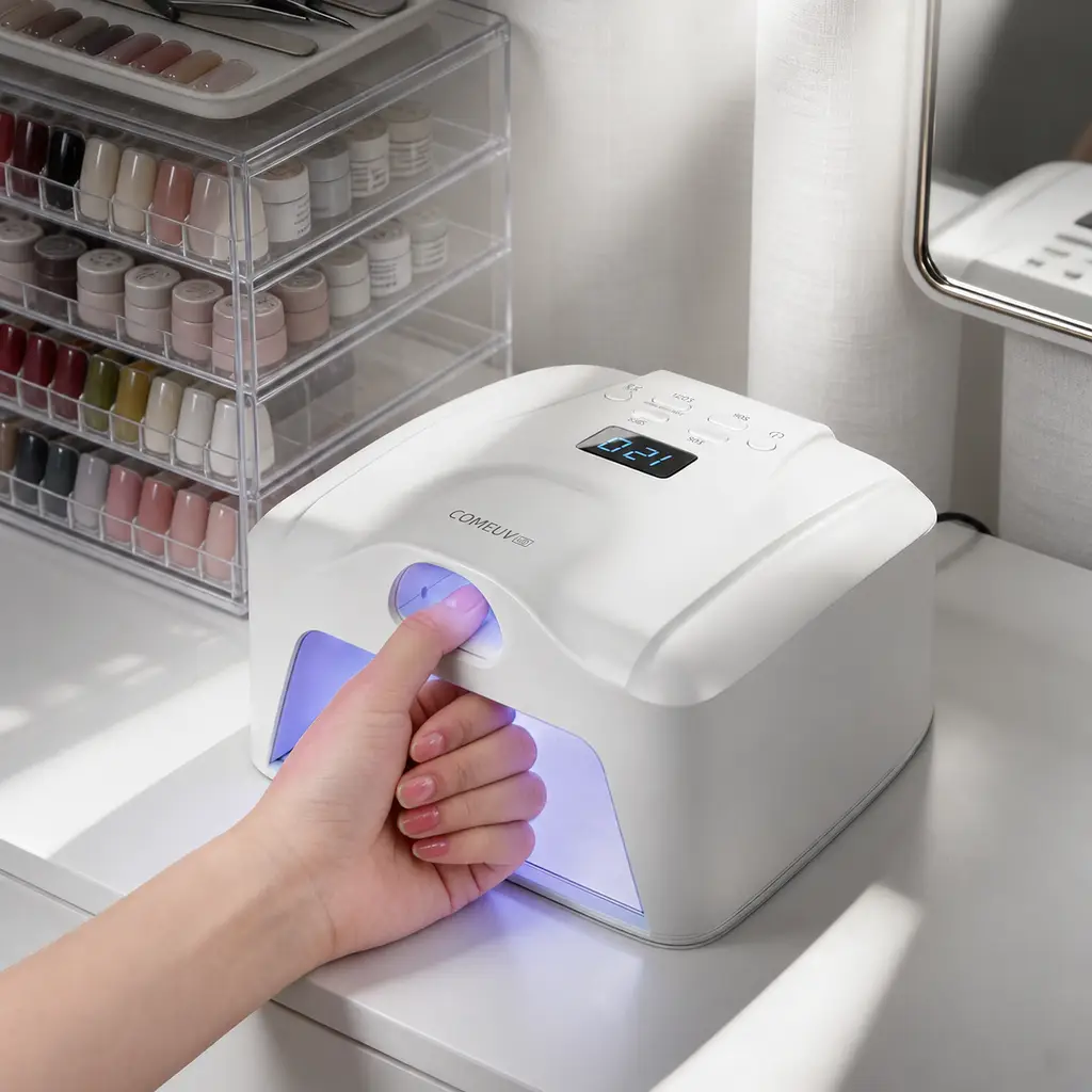 L8 Başparmak Kabinli 78 Ledli Dual Tırnak Kurutucu UV Led Lamba Çift Girişli Manikür Pedikür Tırnak Lambası Beyaz