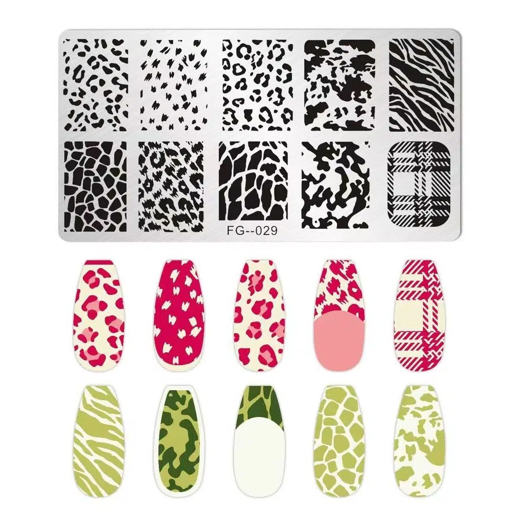 Leopar ve Zürafa Dizayn Nail Art Stamping Baskı Plakası FG-029