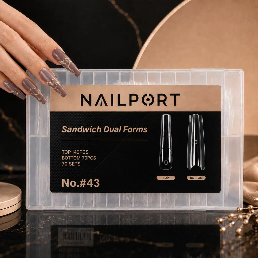 Long Balerin Protez Tırnak Sandwich Dual Üst Form Jel Polygel Acrygel - Akrijel ve Polijel İçin Dual Form Şablon 140lı WN-DF043