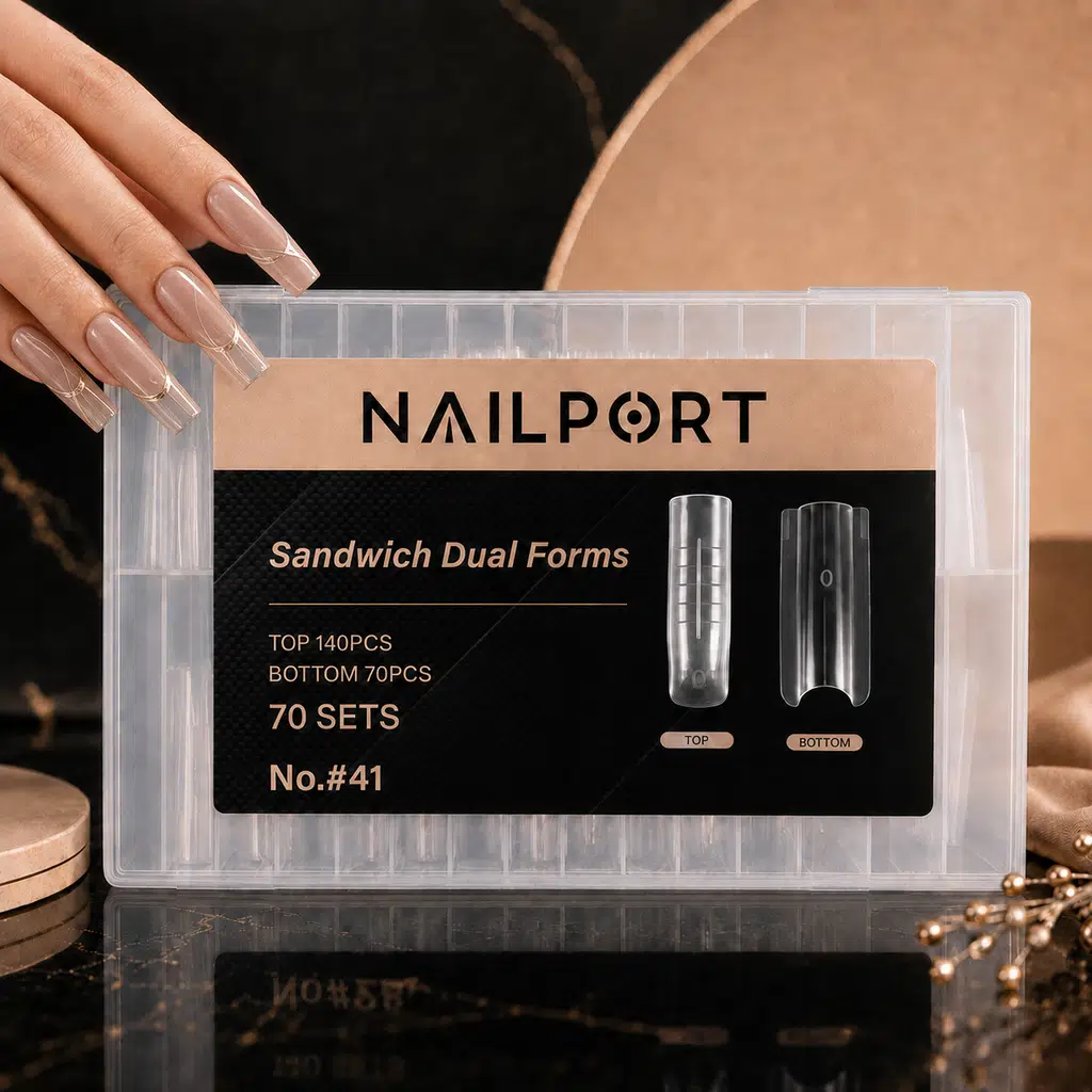 Long Square Protez Tırnak Sandwich Dual Üst Form Jel Polygel Acrygel - Akrijel ve Polijel İçin Dual Form Şablon 140lı WN-DF041