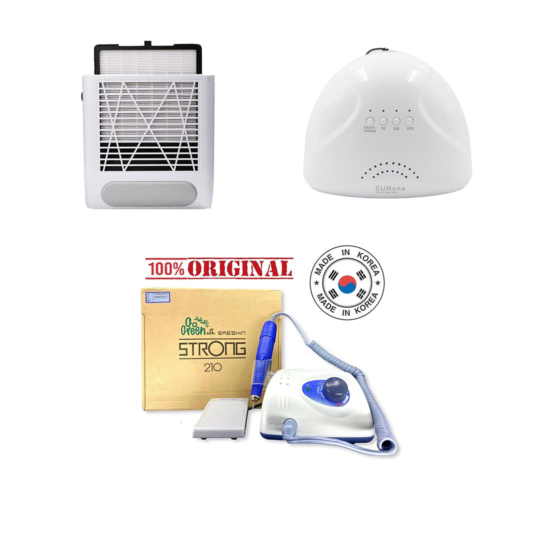 Manikür Protez Tırnak Cihaz Seti 3lü Uv Lamba, Toz Toplayıcı, Strong Freze Makinesi