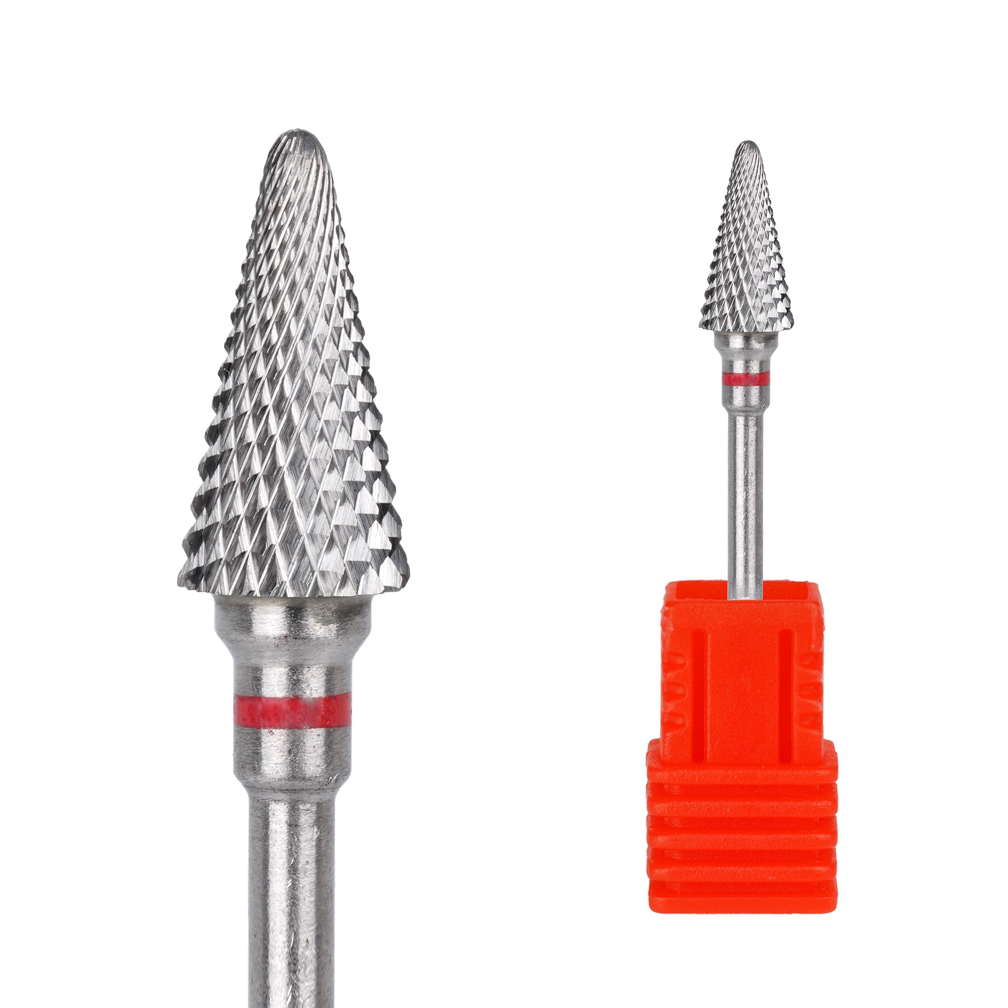 Manikür Çıkarma Çelik Törpü Ucu Mızrak Koni Kırmızı 003