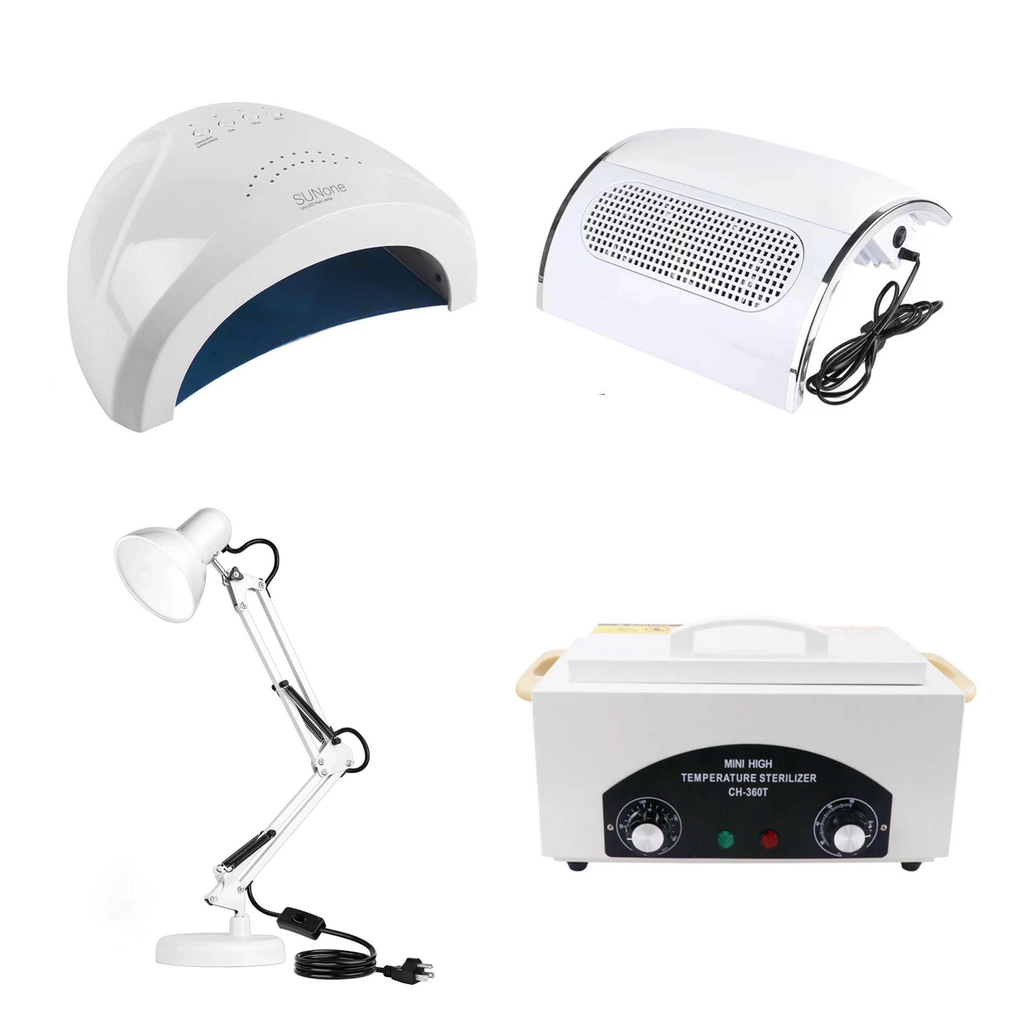 Manikür Cihaz Seti 4lü Uv Lamba, Sterilizasyon Cihazı, Toz Toplayıcı, Masa Üstü Lamba