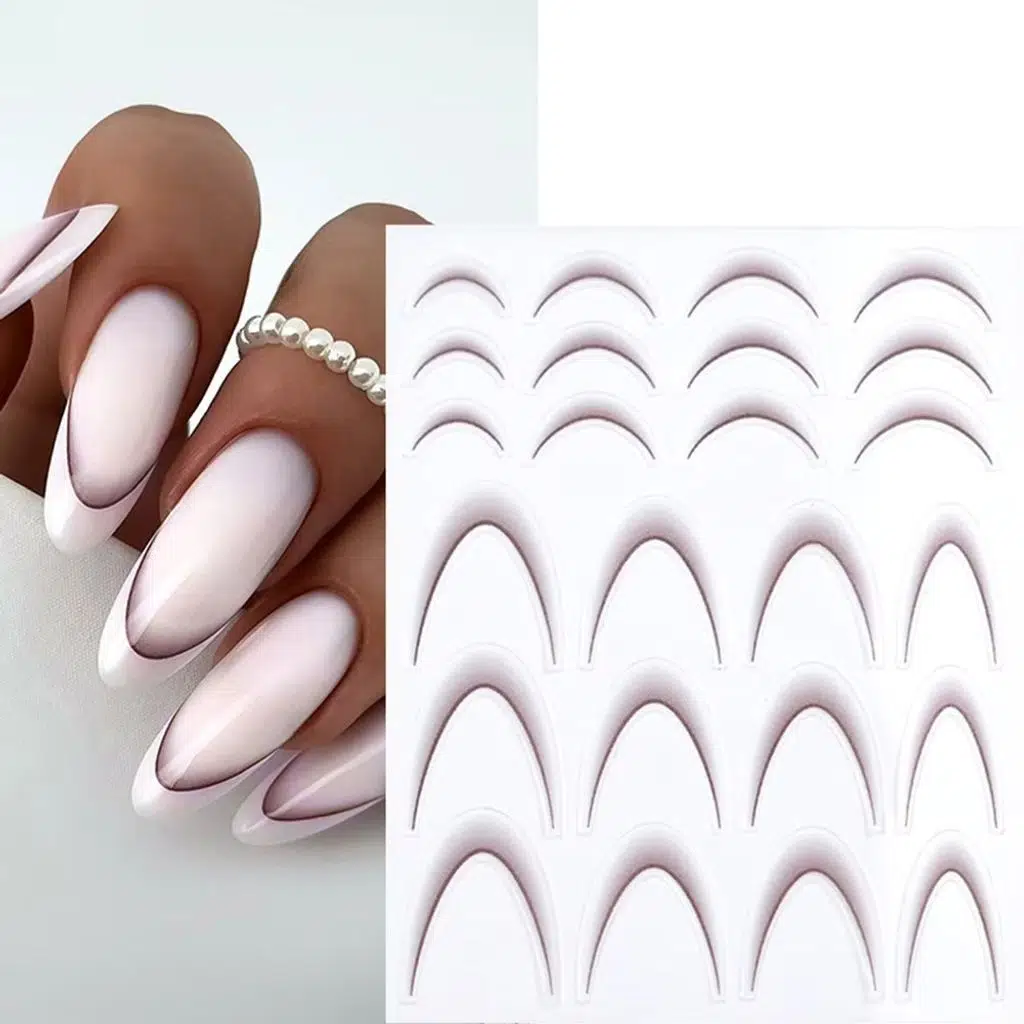 Ombre Efekt French Tırnak Sticker Koyu Bej Nail Art SD-1951
