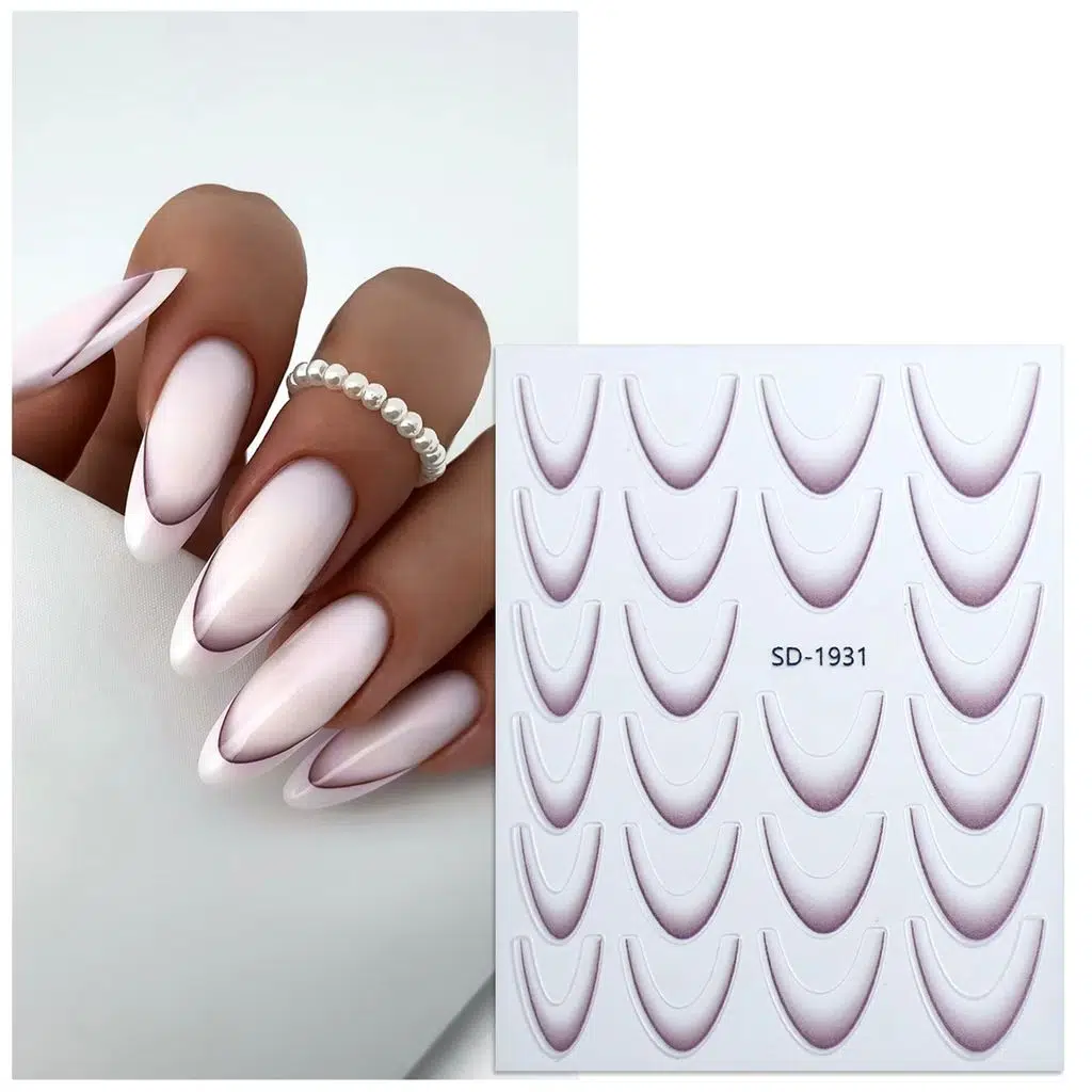 Ombre Efekt French Tırnak Sticker Lavanta Moru Nail Art SD-1931