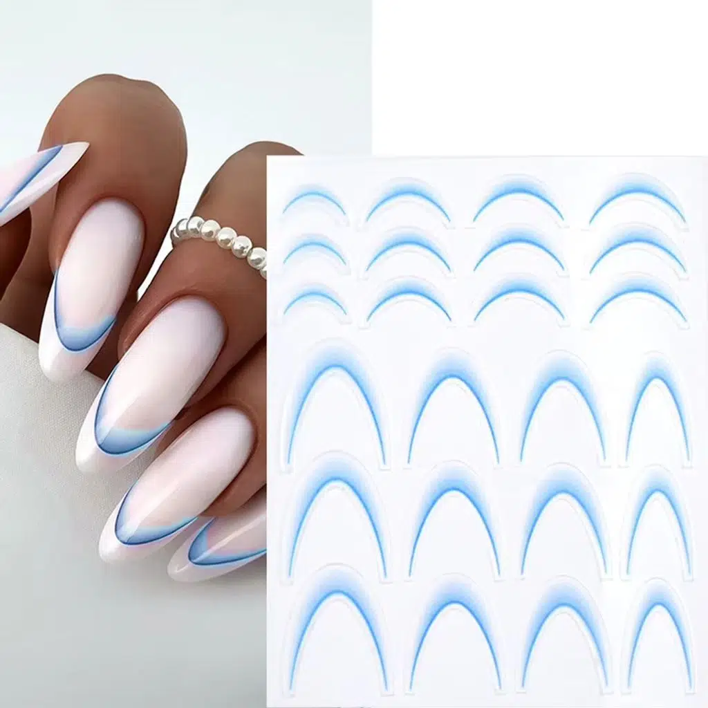 Ombre Efekt French Tırnak Sticker Mavi Nail Art SD-1948