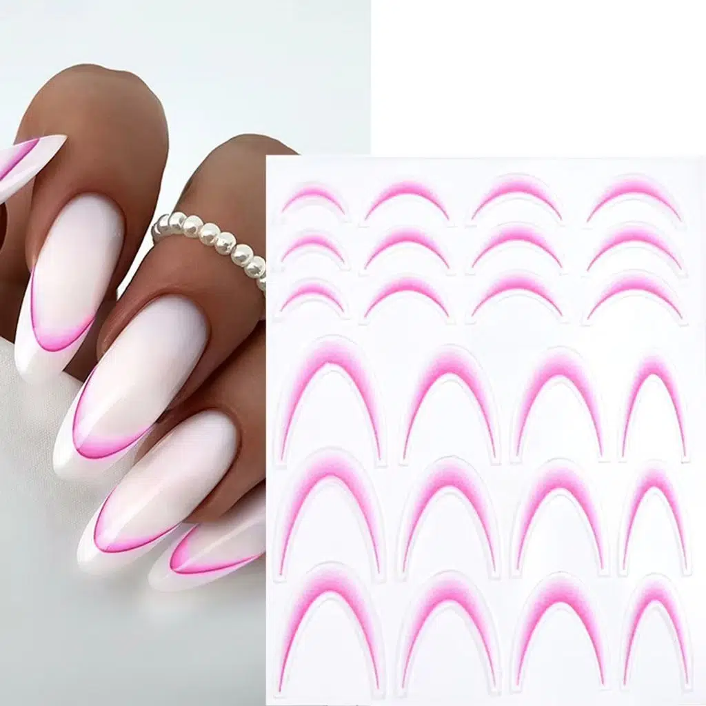 Ombre Efekt French Tırnak Sticker Pembe Nail Art SD-1945