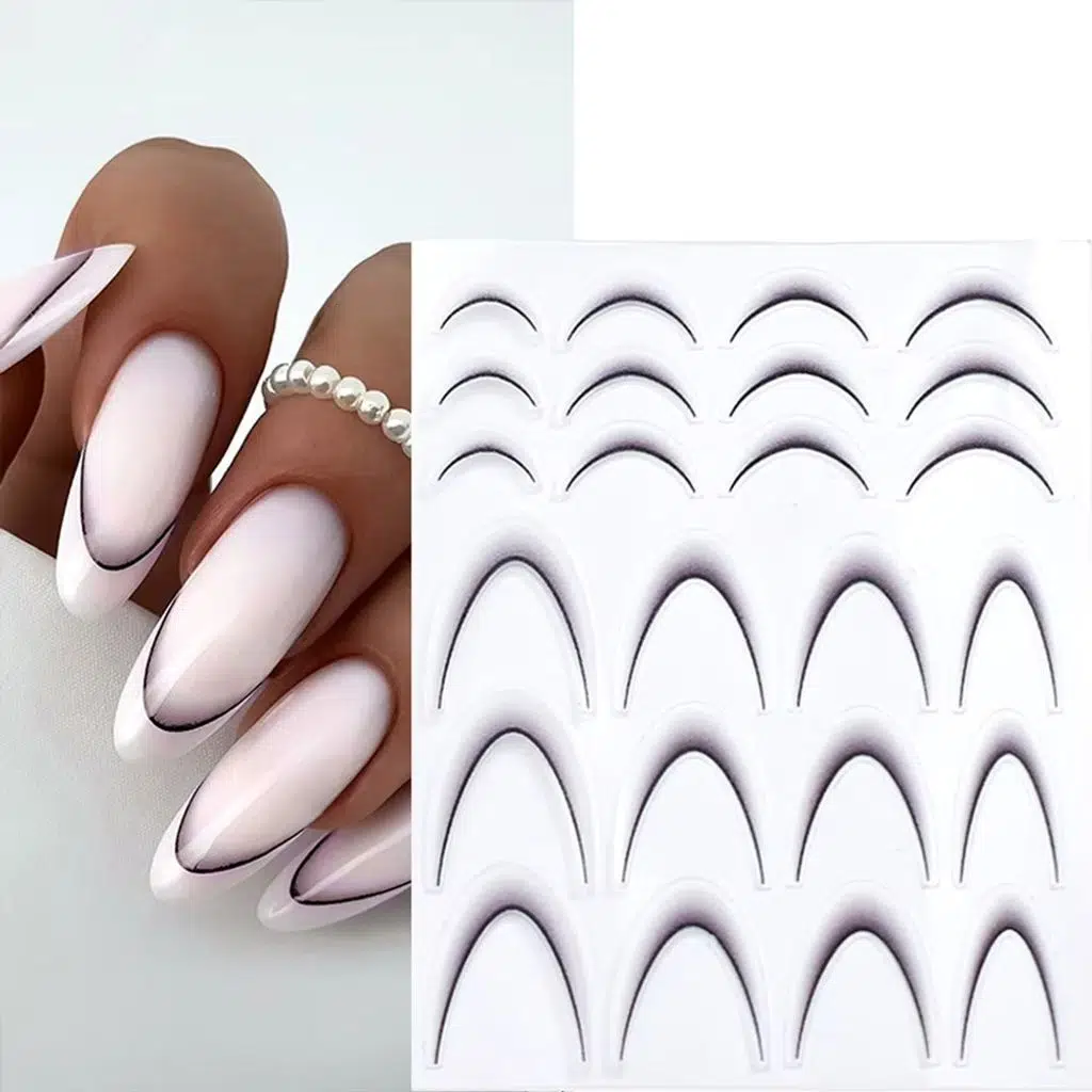 Ombre Efekt French Tırnak Sticker Siyah Nail Art SD-1954