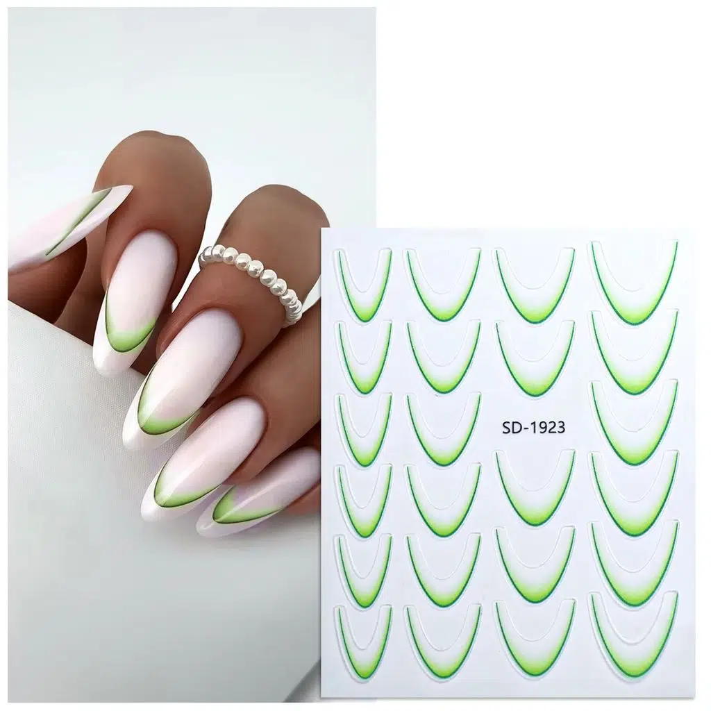 Ombre Efekt French Tırnak Sticker Yeşil Nail Art SD-1923