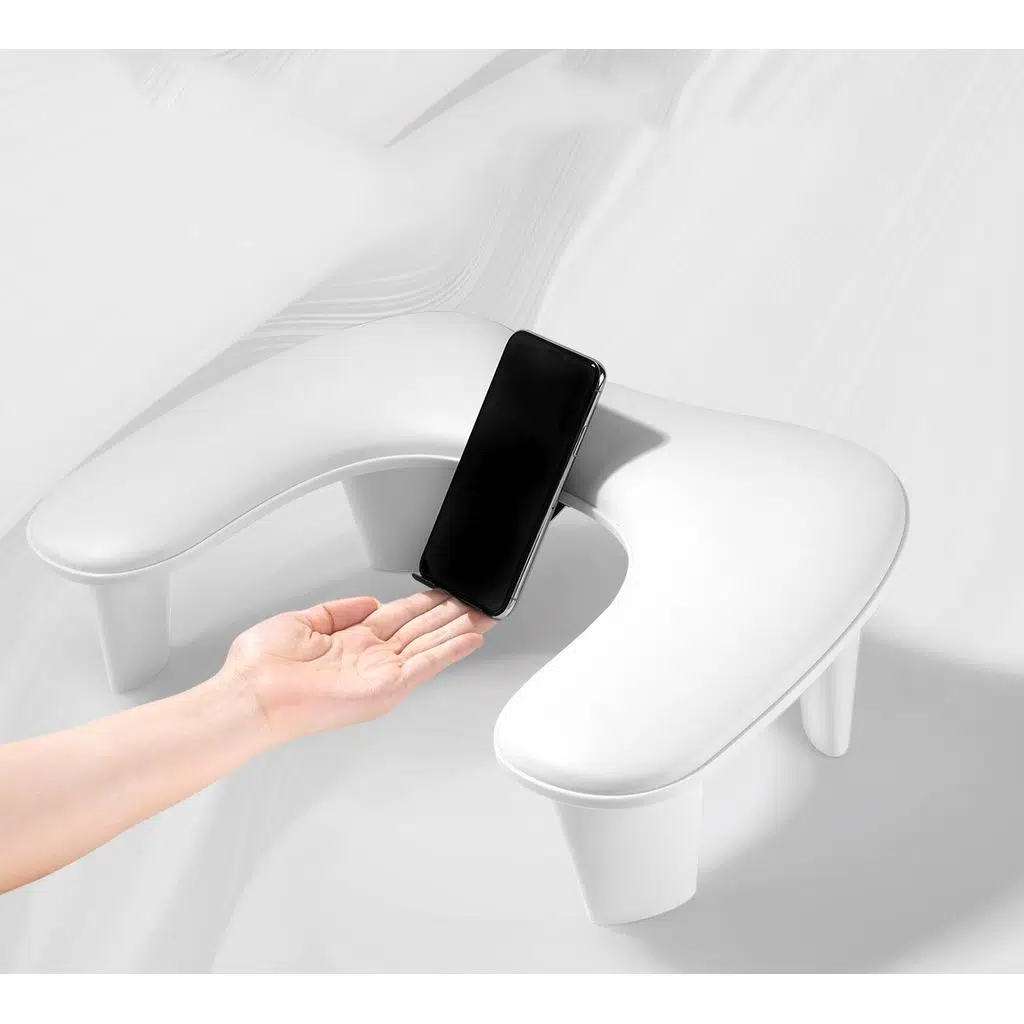 Oval U Tipi Telefon Standlı Ergonomik Manikür Sehpası Beyaz Manikür Kol Desteği UT1W