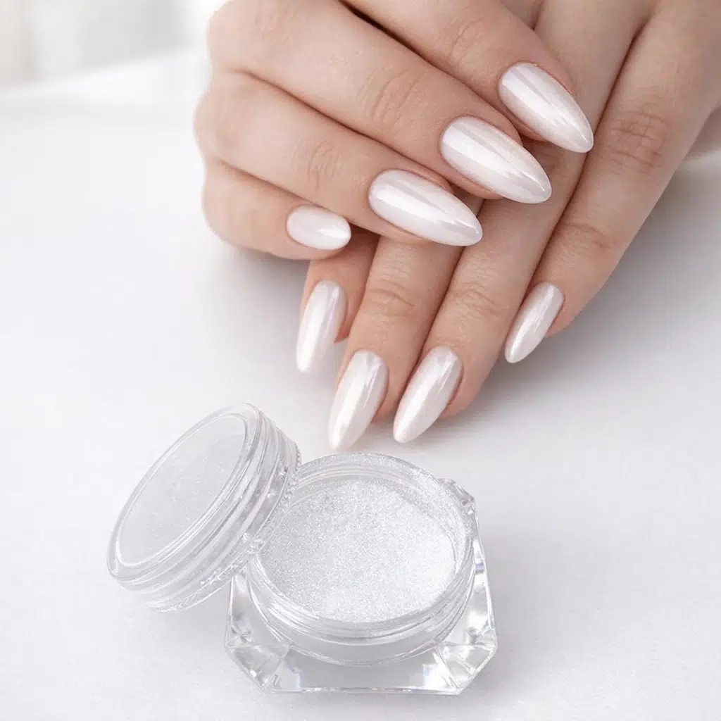 Parlak Beyaz Yansımalı Tırnak İnci Tozu Beyaz Aplikatörlü WN-109