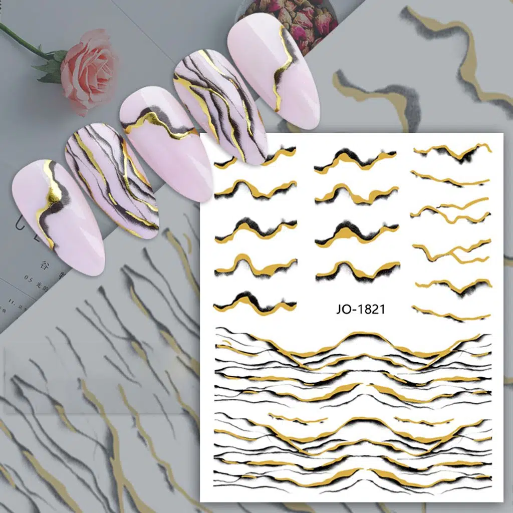 Parlak Gold Şerit Tırnak Sticker Şerit Tırnak Etiketi Nail Art 1821