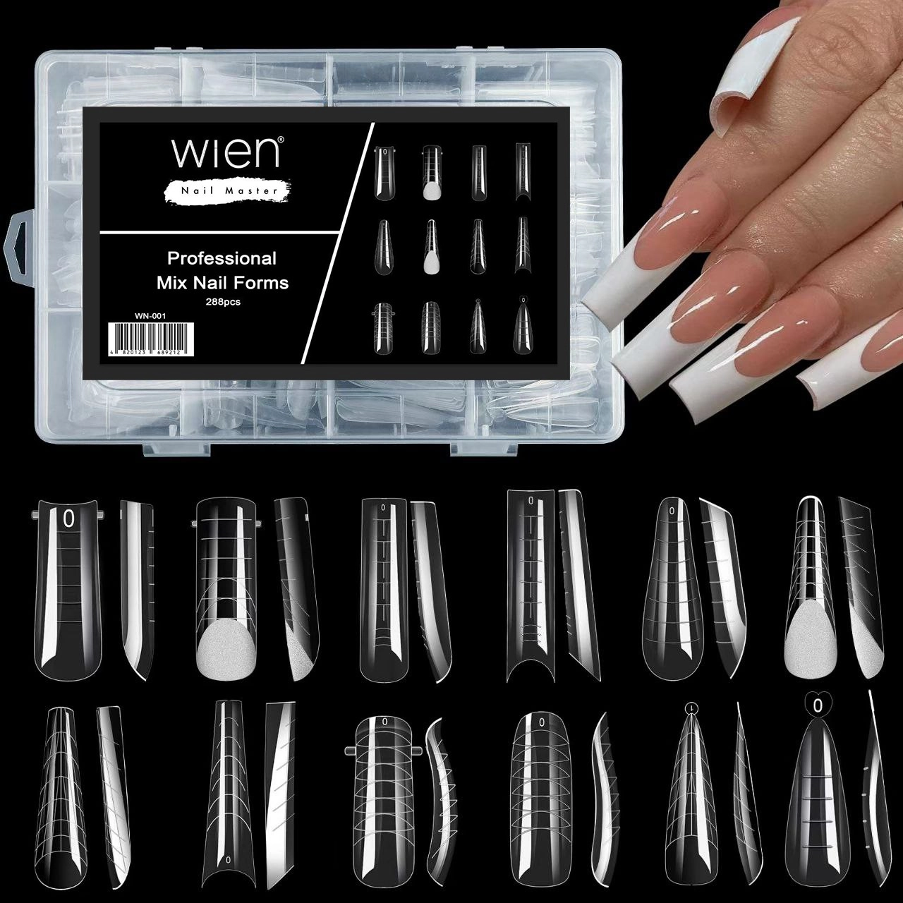 Protez Tırnak Üst Form Jel Polygel Acrygel - Akrijel ve Polijel İçin Üst Form Şablon 288li WN-001